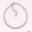 Forzatina chain Design with Rose Gold and Rhodium Plated Beads Adjustable Bracelet
