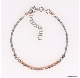 Forzatina chain Design with Rose Gold and Rhodium Plated Beads Adjustable Bracelet