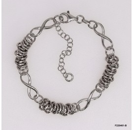 Infinity Design Round Hammered Ring Alternation Adjustable Bracelet