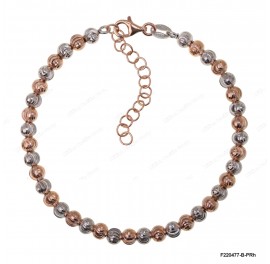 F220477-B-PRh, Moon Cut 4mm Beads Adjustable bracelet two colors