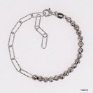 Diamond Cut Paper Clip Chain mix design with beads Adjustable Bracelet