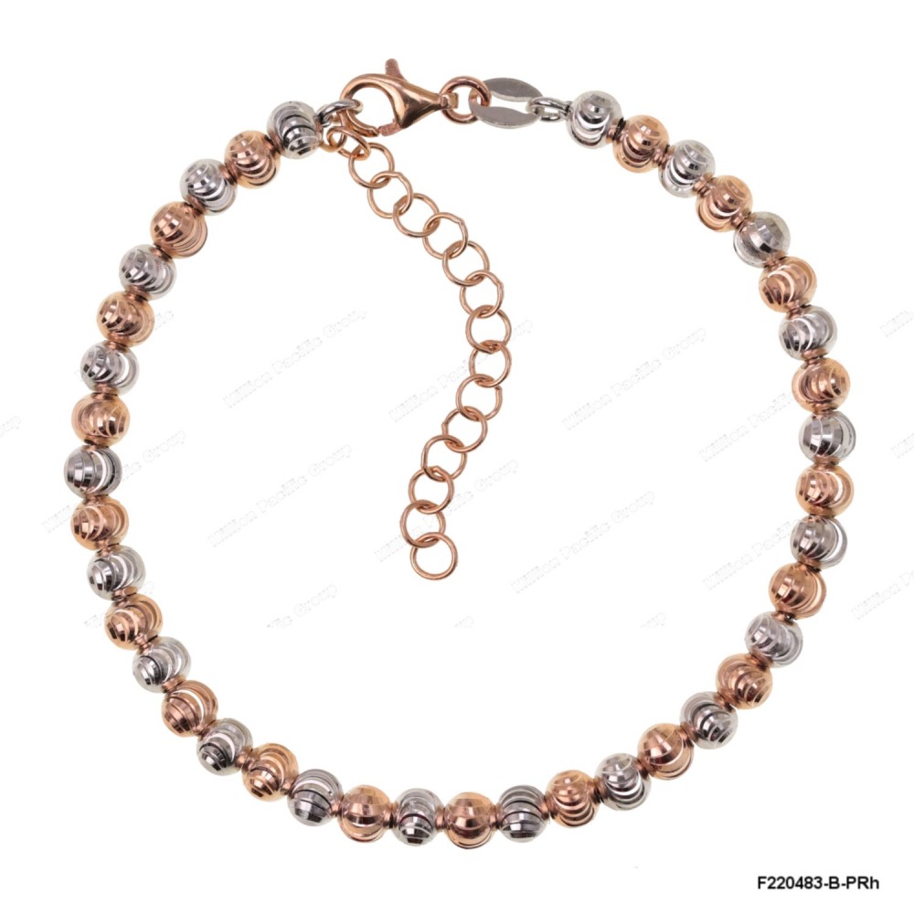 F220483, Moon Beads Tri color Adjustable Bracelet ~5mm