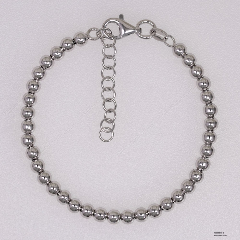F220484, Round 4mm Beads Adjustable Bracelet Anklet Necklace