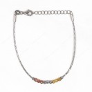 Slash DC Round Omega with 3.5mm Tricolor Moon Cut Beads Bracelet with Extender B