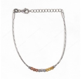 Slash DC Round Omega with 3.5mm Tricolor Moon Cut Beads Bracelet with Extender B