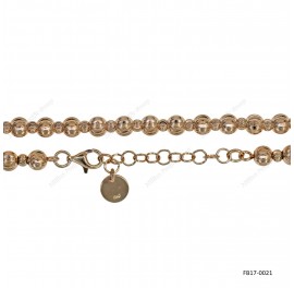 Round Moon Cut Beads Bracelet alternating 5mm and 3mm with Extender B