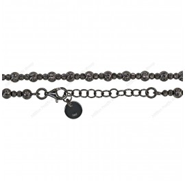 Round Moon Cut Beads Bracelet alternating 4mm and 2pcs of 2.5mm Adjustable Bracelet