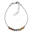 Slash DC Round Omega with 4mm Tricolor Moon Cut Beads Bracelet with Extender B