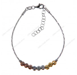 Slash DC Round Omega with 4mm Tricolor Moon Cut Beads Bracelet with Extender B