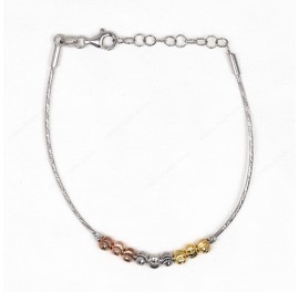 Slash DC Round Omega with 4mm Tricolor Moon Cut Beads Bracelet with Extender B