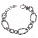Hollow Oval Hammered Twisted Tube Ring Alternating Adjustable Bracelet