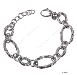 Hollow Oval Hammered Twisted Tube Ring Alternating Adjustable Bracelet