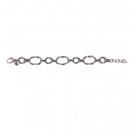 Hollow Oval Hammered Twisted Tube Ring Alternating Adjustable Bracelet