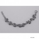 Oval Cable Design with Round Hammered Ring Alternation Adjustable Bracelet