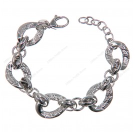 Hollow Oval Hammered Twisted Alternating Adjustable Bracelet