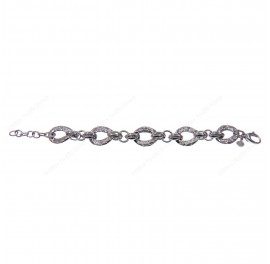 Hollow Oval Hammered Twisted Alternating Adjustable Bracelet