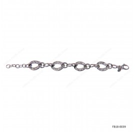 Hollow Oval Hammered Twisted Alternating Adjustable Bracelet