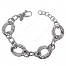 Hollow Oval Hammered Twisted Alternating Adjustable Bracelet
