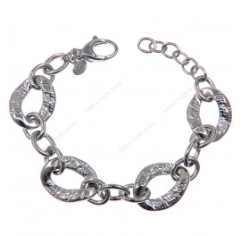 Hollow Oval Hammered Twisted Alternating Adjustable Bracelet