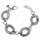 Hollow Oval Hammered Twisted Alternating Adjustable Bracelet