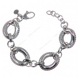 Hollow Oval Hammered Twisted Alternating Adjustable Bracelet