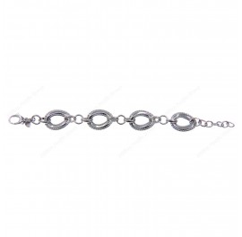 Hollow Oval Hammered Twisted Alternating Adjustable Bracelet