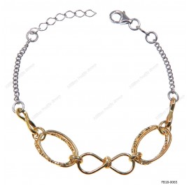 Mixed Design with Curb Chain Adjustable Bracelet