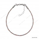Round Omega 3 lines Braided with Rose Gold and Rhodium white Adjustable Bracelet