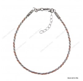 Round Omega 3 lines Braided with Rose Gold and Rhodium white Adjustable Bracelet