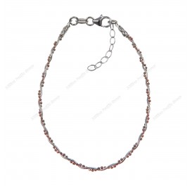 Wave Round Omega Braided with Beads chain Adjustable Bracelet