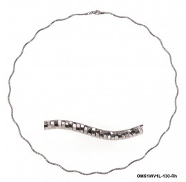 OMS1WV1L-130-Rh, 1 line DC Round Omega Wave shape Necklace