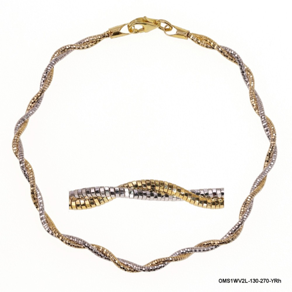 OMS1WV2L-130-270, 2 Lines DC Round Omega Wave shape Two color by line Braided Bracelet  ~2.7mm