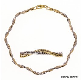 OMS1WV2L-130-270, 2 Lines DC Round Omega Wave shape Two color by line Braided Bracelet  ~2.7mm