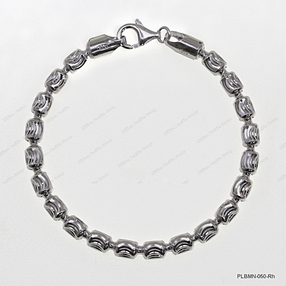 PLBRMN, Barrel Bead with Moon Cut Long 5mm Necklace