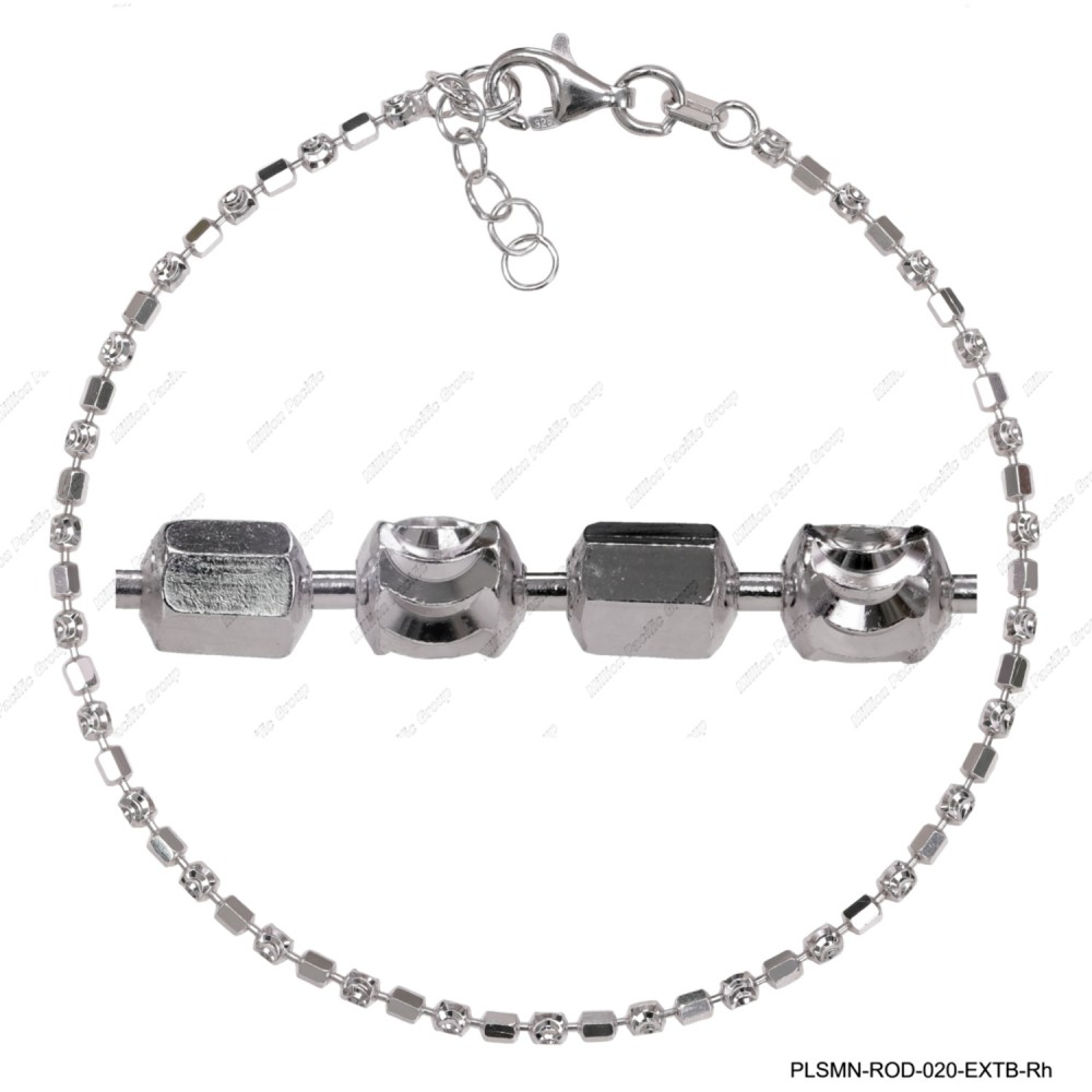 PLSMN-ROD-020-EXTB-Rh, Short Bead 1pc Moon and 1pc 8side DC cut Alternating Adjustable ~2mm