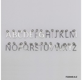Letters A-Z Charm Pendant Tag with Fixed Ring Highness~13.5mm