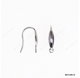 M013, Oval Ear Wire Earring Hook with Fix Ring