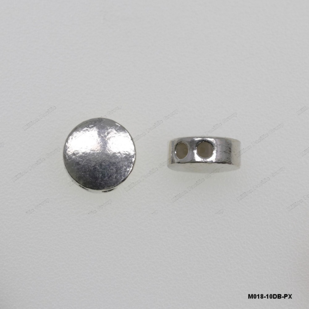 M018-10DB, Flat Round Slider Bead stopper 10mm Two holes