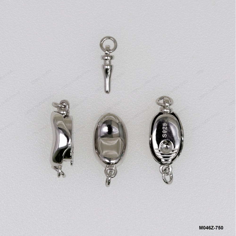M046Z-750, Bean Pin Clasp Press Pearl Clasp ~7.5 x 11.8mm