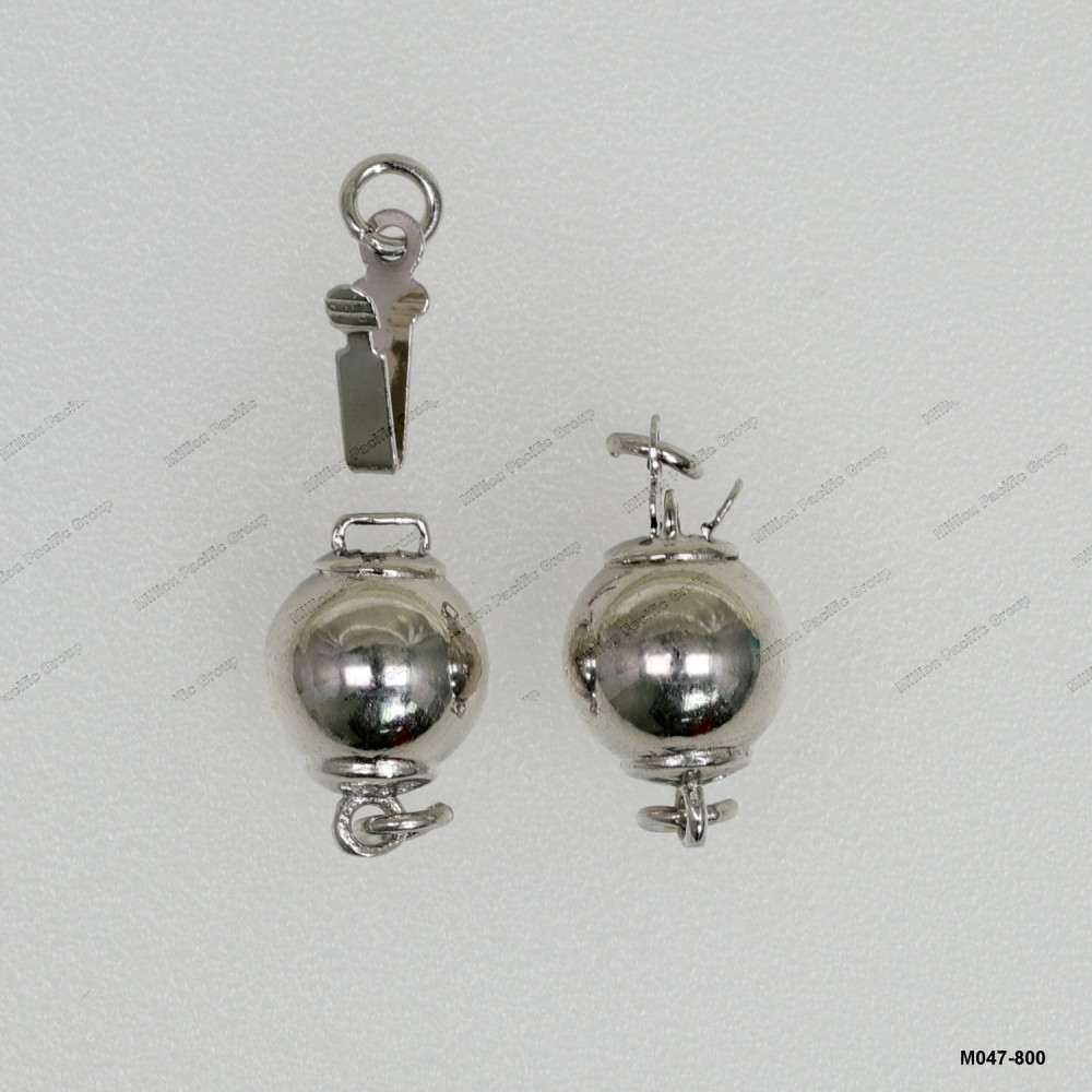 M047-800, Rounb Bead Pearl Clasp ~8mm