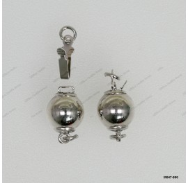 M047-800, Rounb Bead Pearl Clasp ~8mm