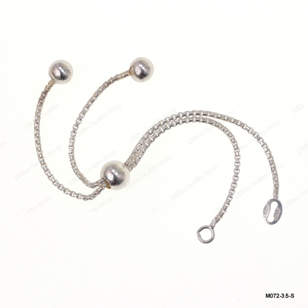 M072, 6mm Round Bead Slider 1.25mm Round Box Chain Findings for Bracelet Necklace