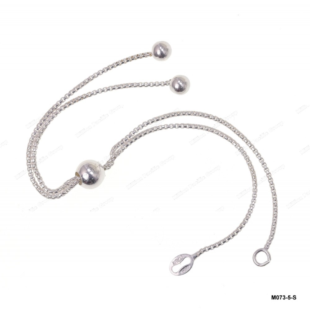 M073, 6mm Round Bead Slider 1.05mm Round Box Chain Findings for Bracelet Necklace