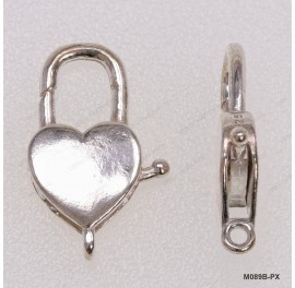 M089B, Heart Trigger Clasp with cross closed Round Ring, handmade