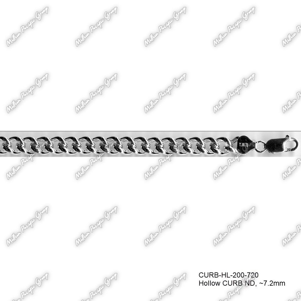 Hollow Curb No Diamond Cut Chain 