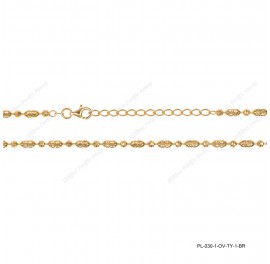 Bead Oval Wave Cut 1+1 Chain 3mm adjustable Necklace 40+5cm