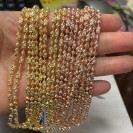 Bead Oval Wave Cut 1+1 Chain 3mm adjustable Necklace 40+5cm