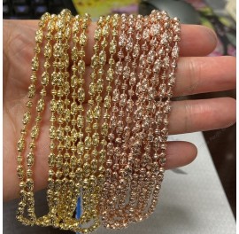 Bead Oval Wave Cut 1+1 Chain 3mm adjustable Necklace 40+5cm