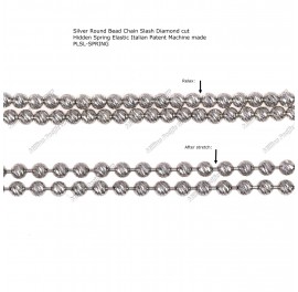 PLSL-SPRING, Bead Spring Elastic Round Slash Diamond cut Chain