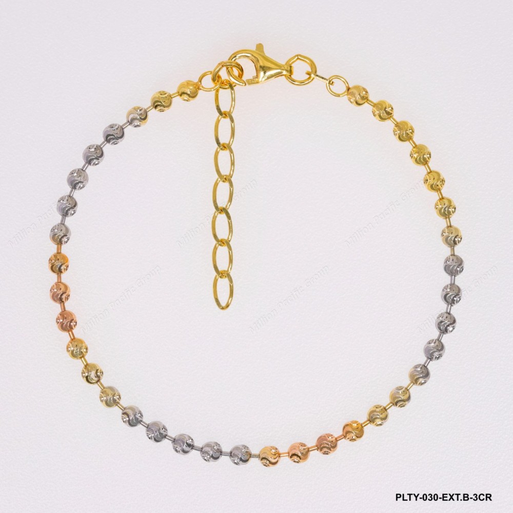 PLTY-030, Round 3mm Swirl Cut Bead Chain with Extender B